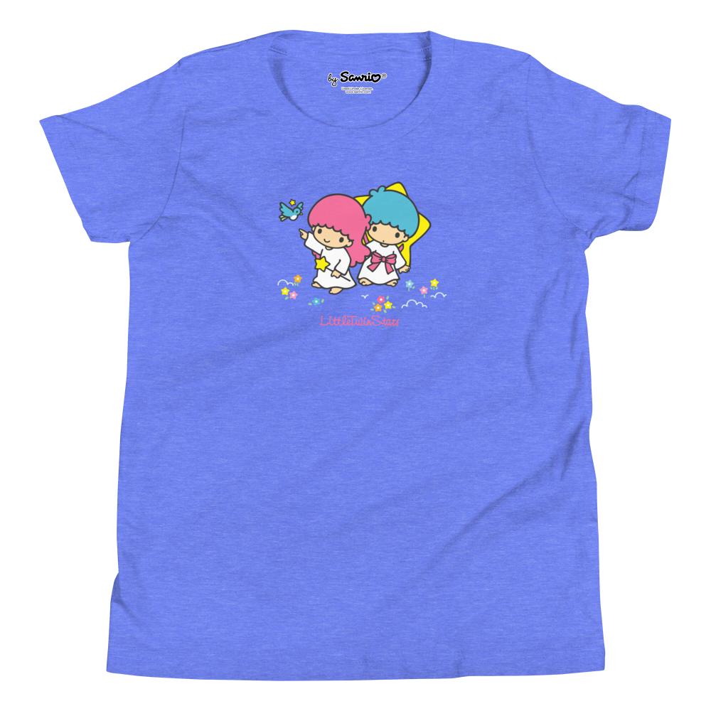 Front view of LittleTwinStars logo graphic t-shirt on hanger