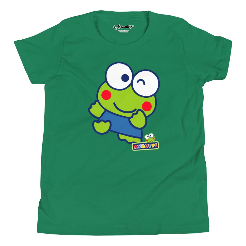 Youth Keroppi Logo Graphic T-Shirt in green, front view