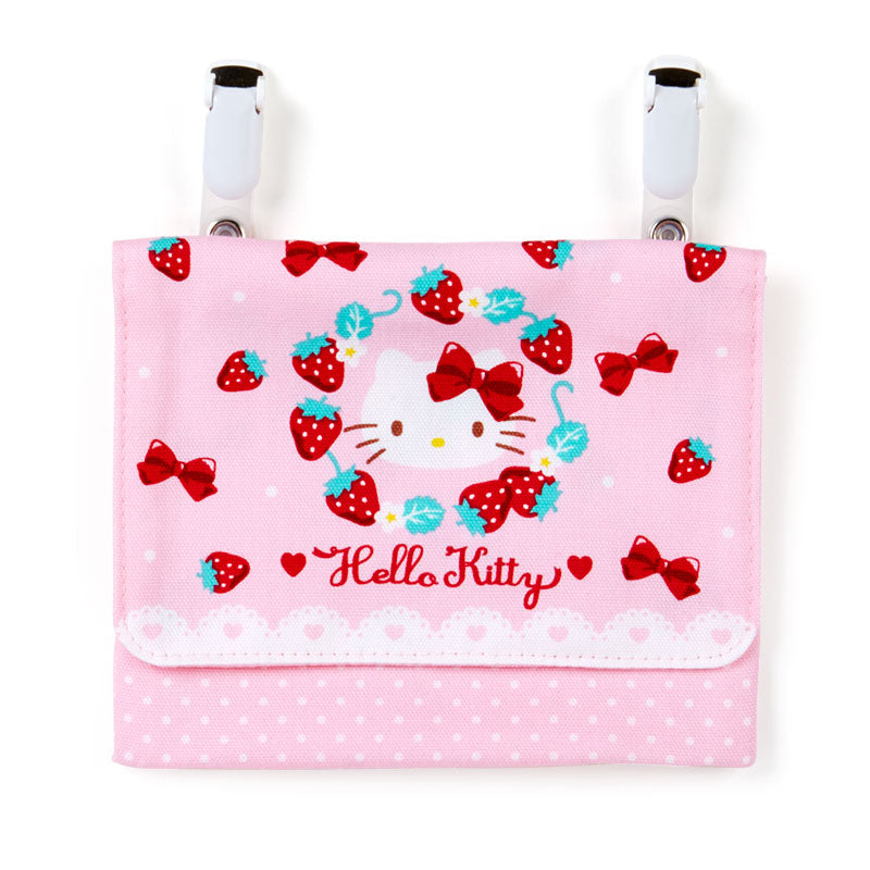 Front view of Hello Kitty clip-on tool pouch with strawberries