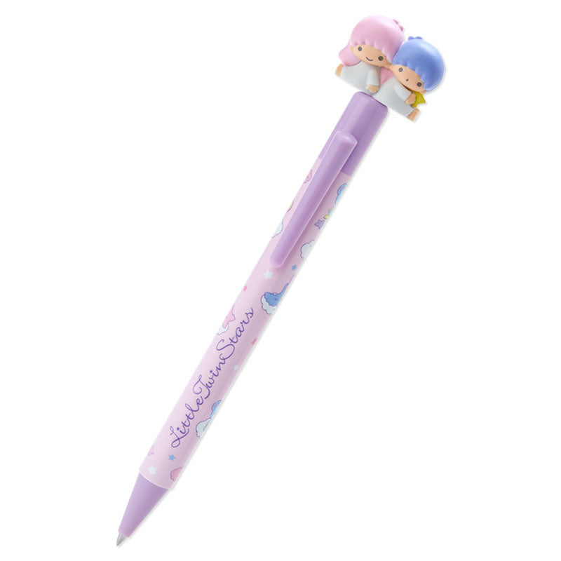 LittleTwinStars mascot pen in use, writing in a notebook