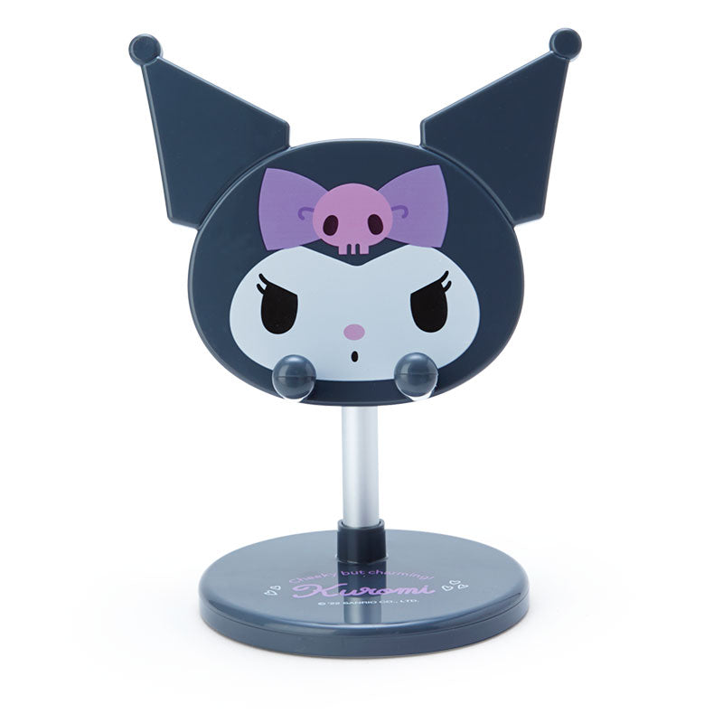 Kuromi Adjustable Phone Stand on a white desk, perfect for watching videos