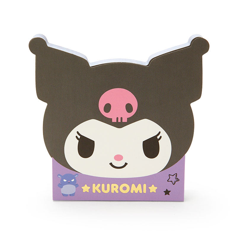 Front view of Kuromi memo pad showing three die-cut designs