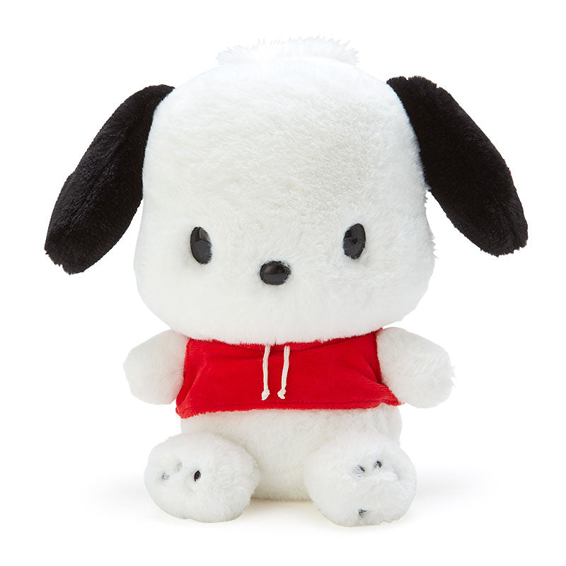 Pochacco 10-inch plush toy sitting on a shelf with other Sanrio characters