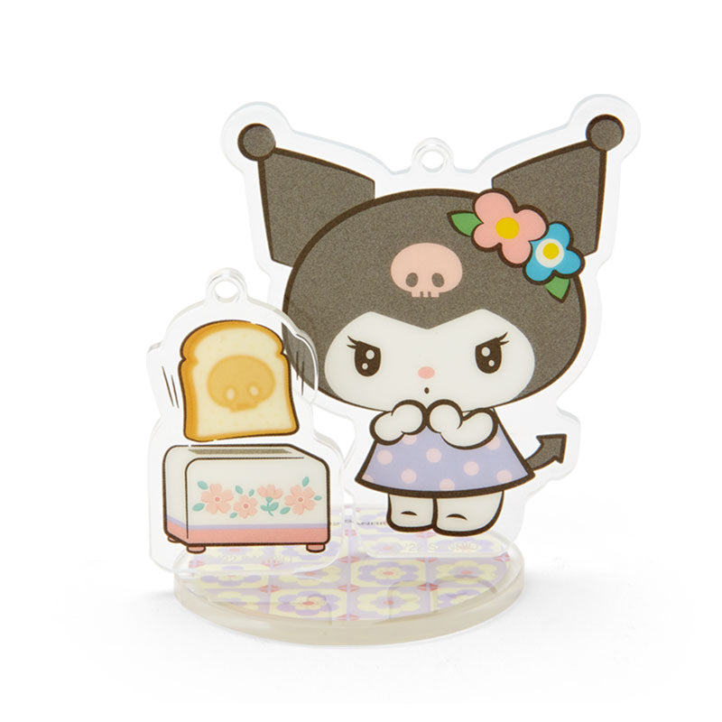 Kuromi acrylic keychain with stand, showcasing retro design