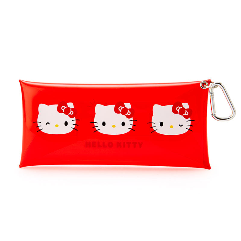 Hello Kitty makeup bag with clear design, perfect for travel