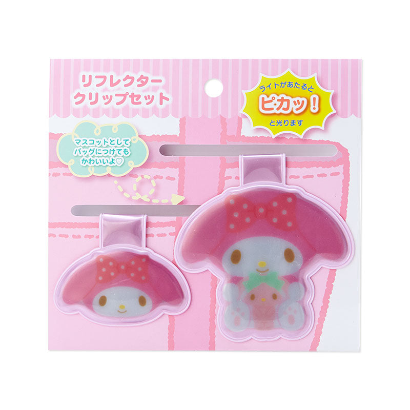Large My Melody bag charm attached to a stylish tote bag.