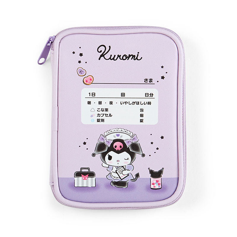Kuromi compact first aid kit with 2 slider pockets and 1 zipper pocket, perfect for hiking and travel.