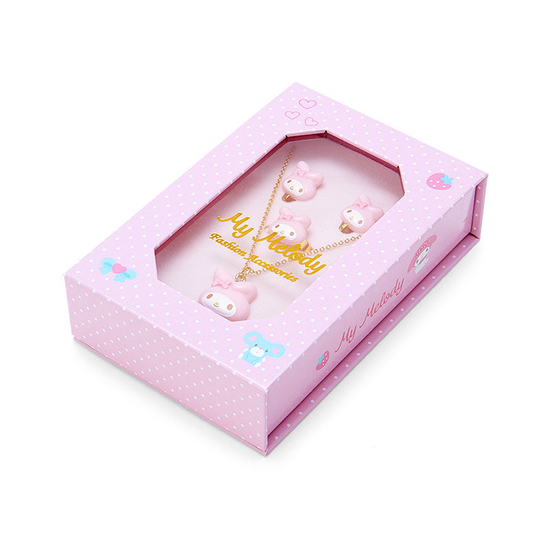 My Melody kids jewelry set displayed with pink theme