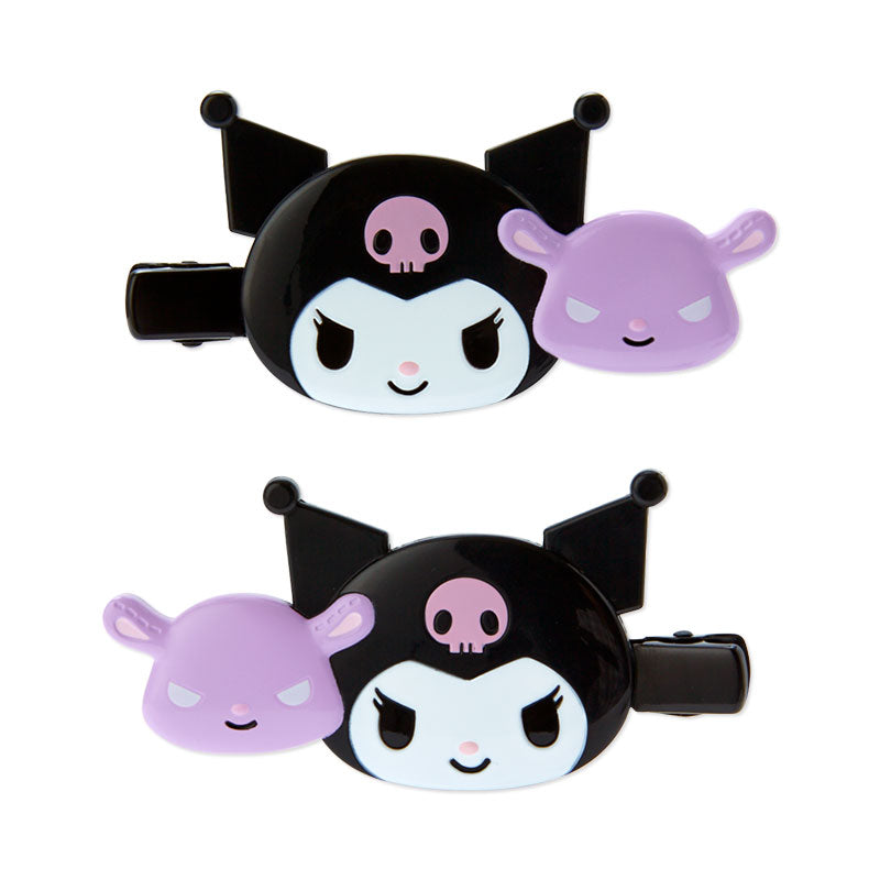 Top-down view of Kuromi hair clip claw large, showing resin texture and secure grip design.